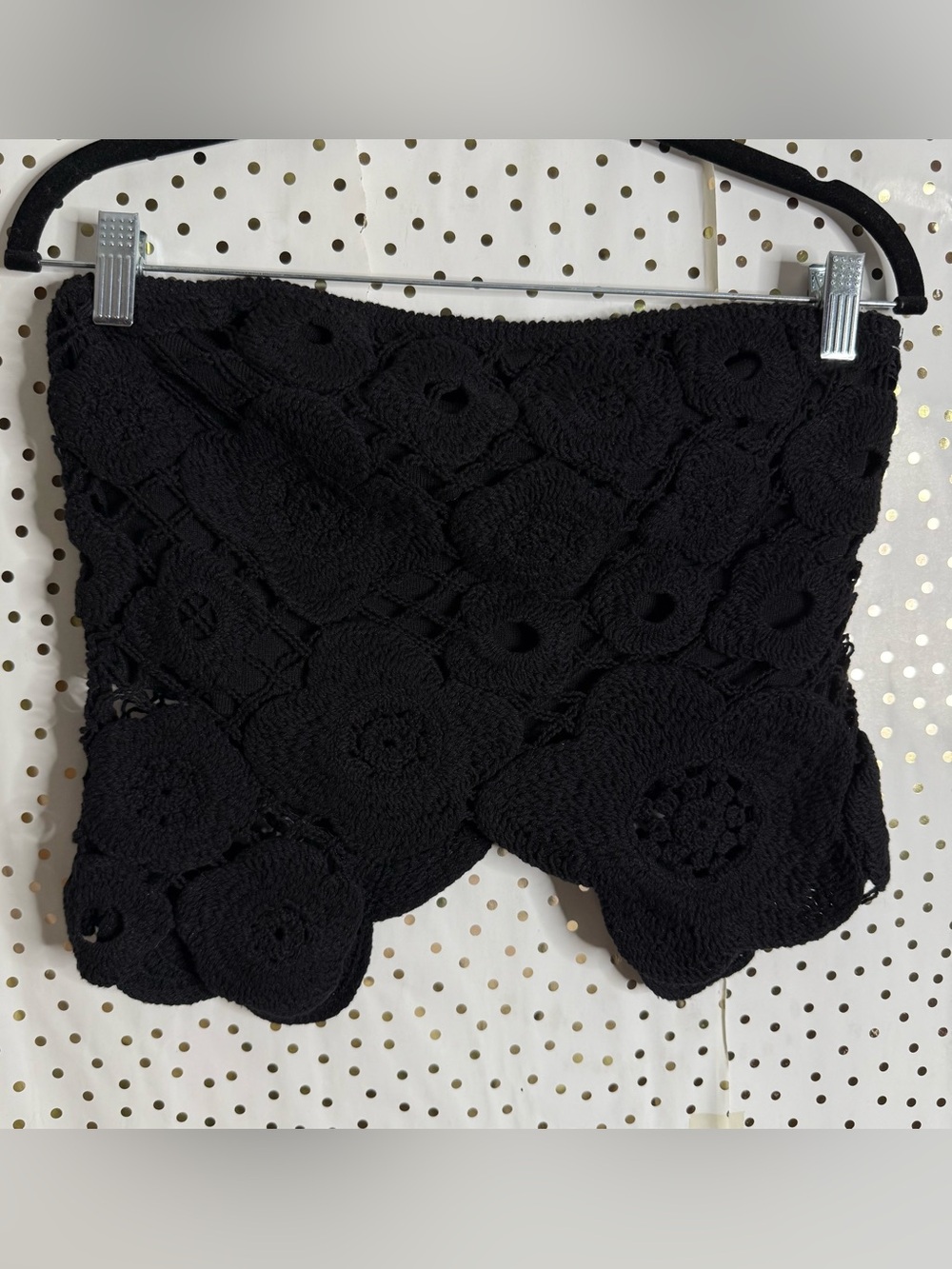 Black Crochet Floral Top